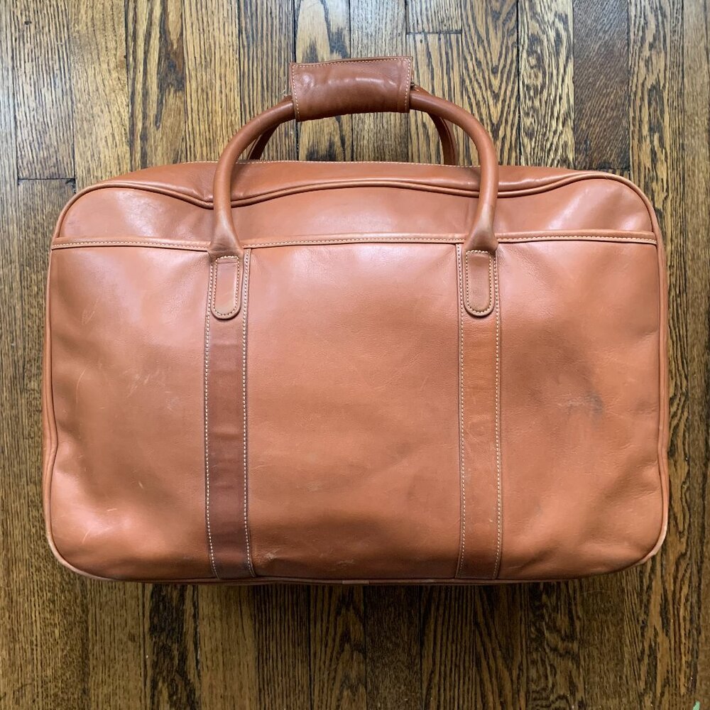 Vintage Coach Cognac Brown Leather Duffel‎ Travel Bag Weekender - Picture 3 of 11